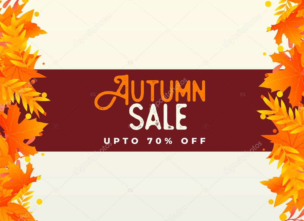 autumn sale background with orange leaves