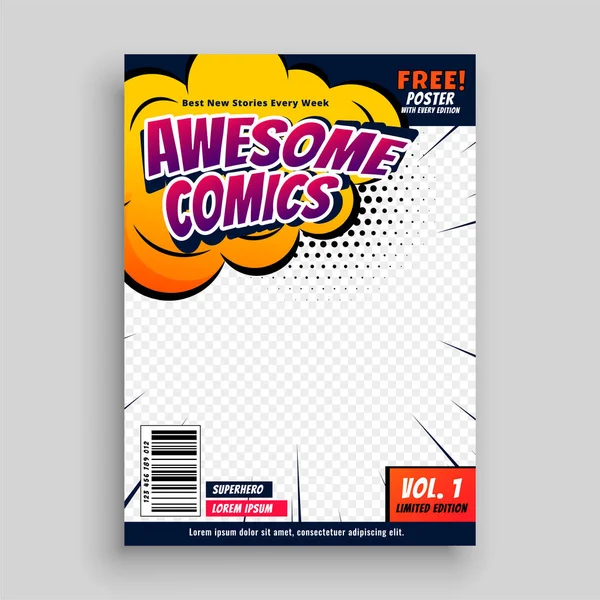 Super Comic Book Cover Seite Design Vorlage — Stockvektor