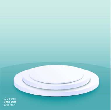 podyum platformu üzerinde mavi arka plan