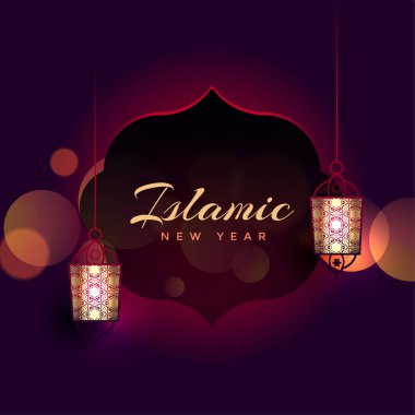 güzel İslam yeni yıl arka plan asma lambalı