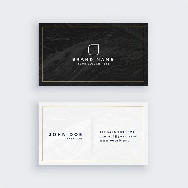 black and white business card with marble texture