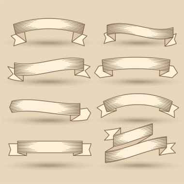 eski vintage şeritler afiş seti