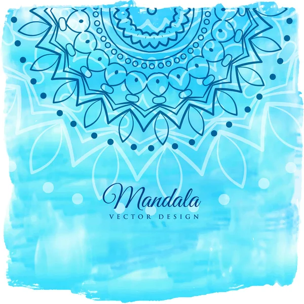 Fundo Aquarela Azul Com Arte Mandala — Vetor de Stock