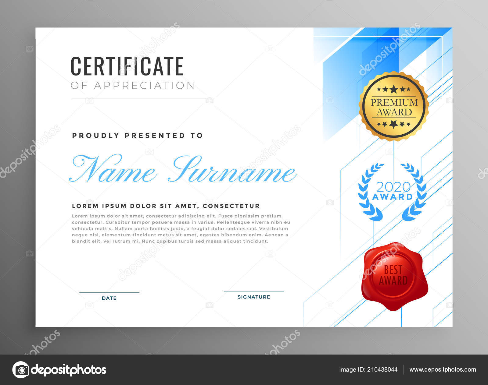 Modern Certificate Appreciation Template Design Stock Vector Image Within In Appreciation Certificate Templates