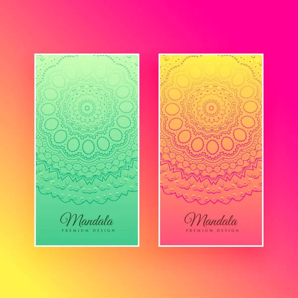 Tarjetas Verticales Diseño Mandala Colorido — Archivo Imágenes Vectoriales