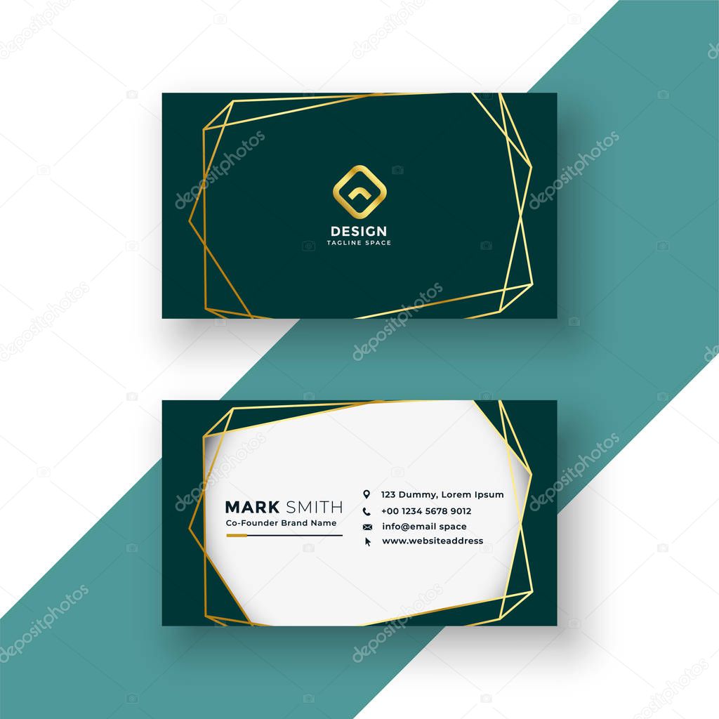 stylish business card design with golden frame