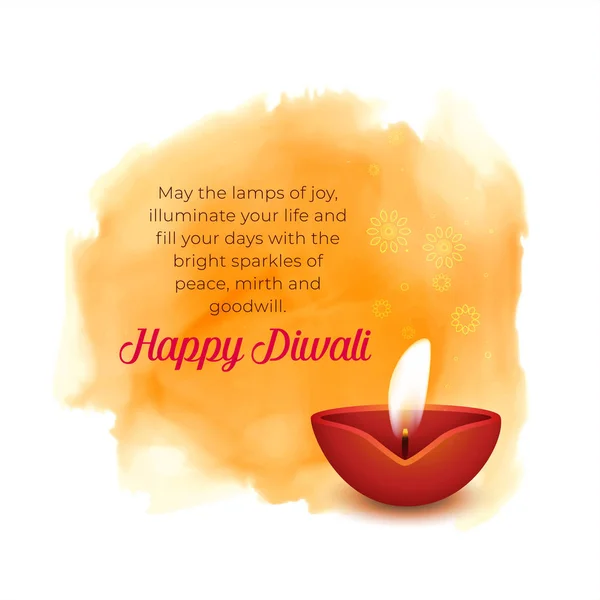 artistic diwali background with diya and orange watercolor