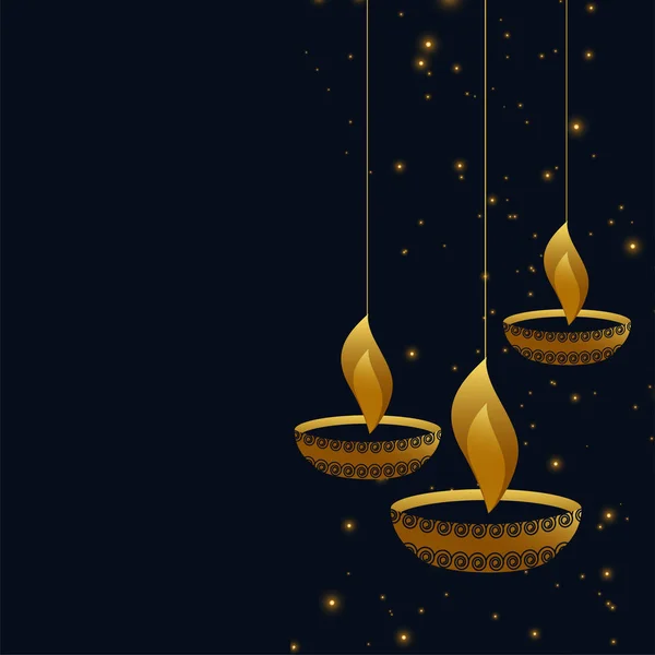 Diwali Diya Auf Dunklem Hintergrund — Stockvektor