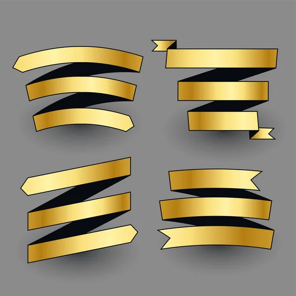 Premie Glanzende Gouden Linten Set — Stockvector