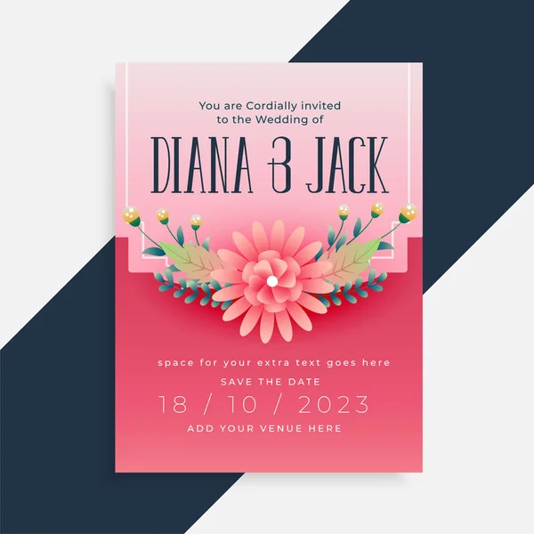 Diseño Encantador Tarjeta Invitación Boda Flor — Archivo Imágenes Vectoriales