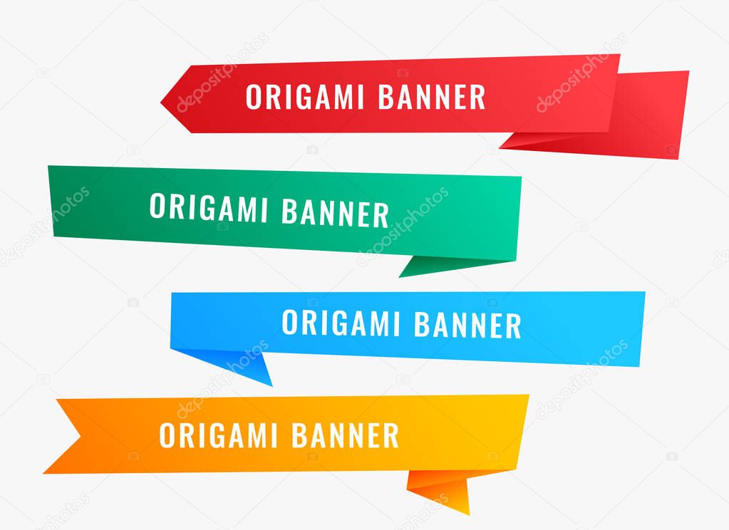 wide origami banners in ribbon style