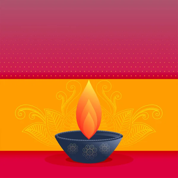 Eleganta Diwali Festival Gratulationskort Design Med Diya — Stock vektor