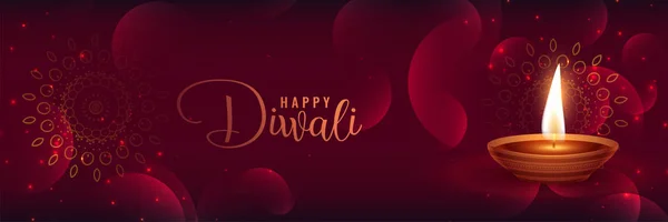 Hermosa Bandera Brillante Diwali Con Diya Featival — Vector de stock