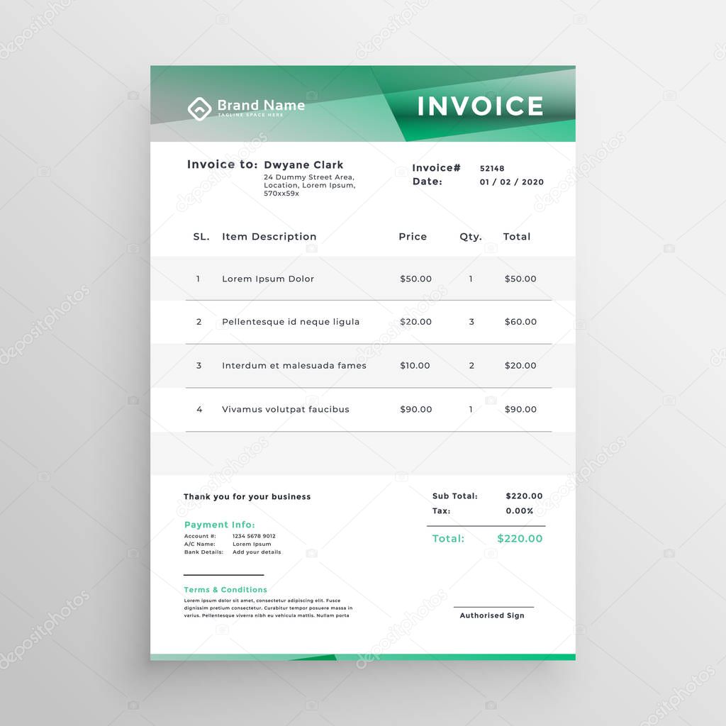 abstract business invoice template design