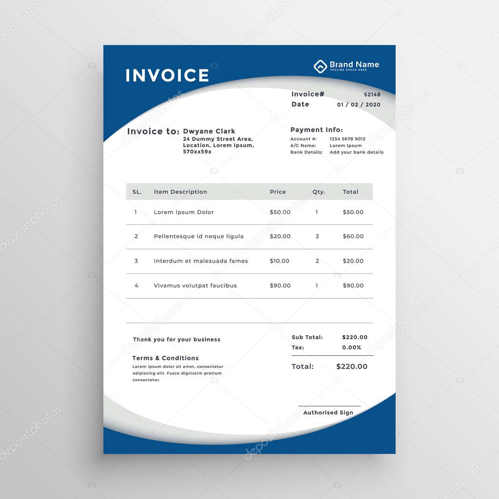 professional blue business invoice template