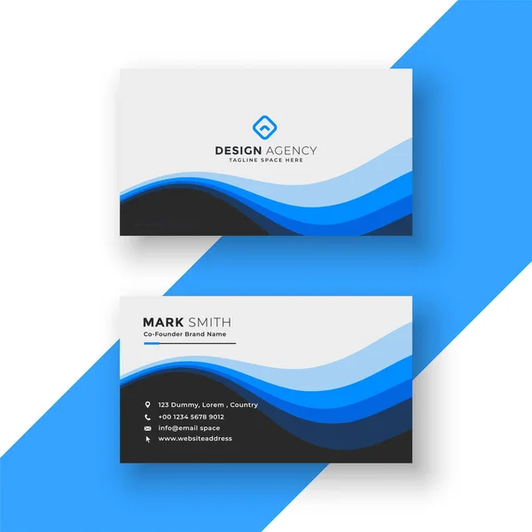 creative blue wavy business card design