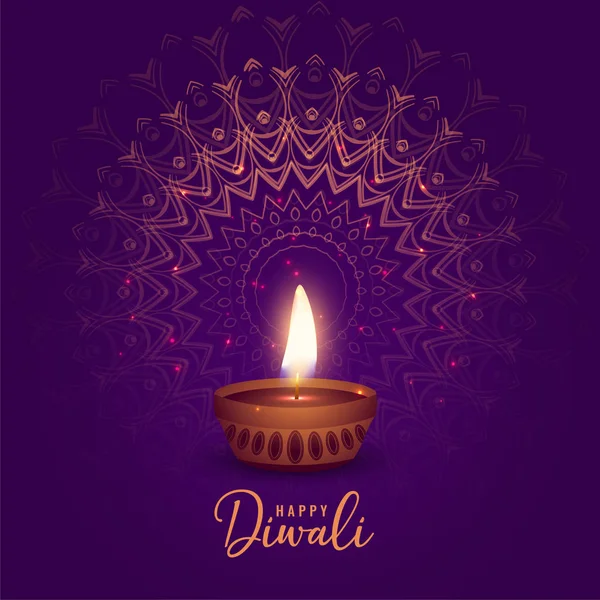 Hermoso Diwali Festival Diya Mandala Fondo — Vector de stock