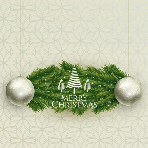 realistic christmas balls and tree leaves backgroung