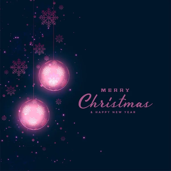 christmas festival dark background with glowing balls and snowflakes decoration