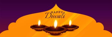 güzel hindu diwali Festivali diya banner tasarımı