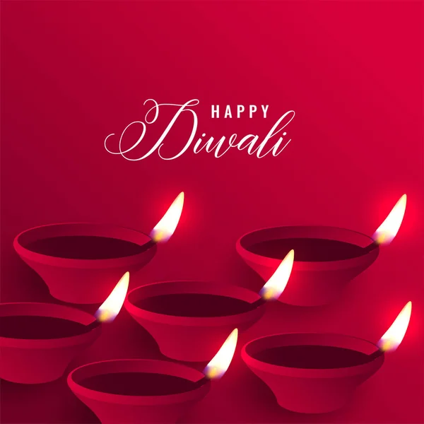 Stylish Happy Diwali Red Diya Background — Stock Vector