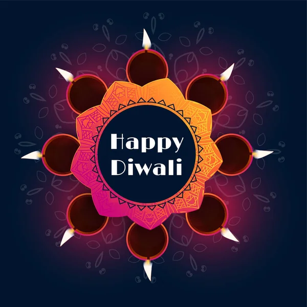 Beautiful Diwali Diya Decoration Background Design — Stock Vector