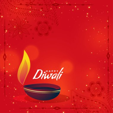 yaratıcı diwali diya metin alanı kırmızı zemin üzerine