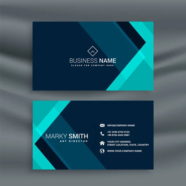 Elegantní Tmavě Modrá Business Card Šablona — Stockový vektor