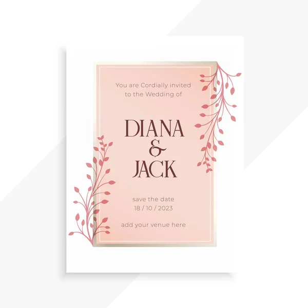 beautiful floral leaves soft colors wedding invitation template