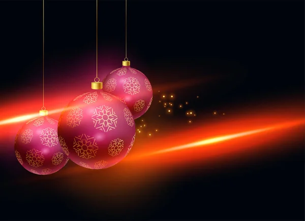 Stijlvolle Kerstballen Met Lichteffect Achtergrond — Stockvector
