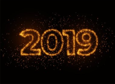 2019 writter içinde parlak parçacık etkisi parıldıyor