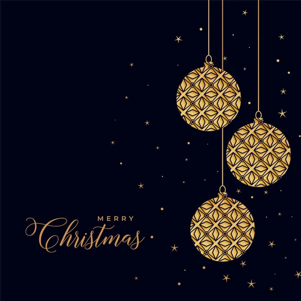 Schöne Dekorative Goldene Weihnachtskugeln Auf Schwarzem Hintergrund — Stockvektor