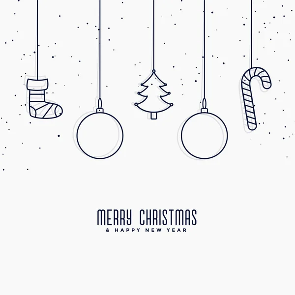 Merry Christmas Elements Decoration Line Art — Stock Vector