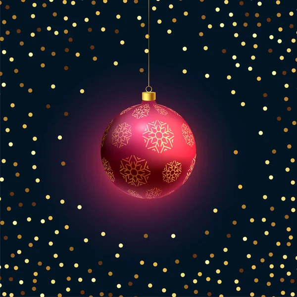 Beautiful Hanging Christmas Ball Golden Glitter — Stock Vector