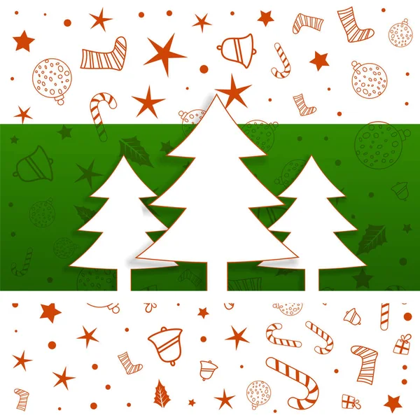 Diseño Del Árbol Navidad Con Patrón Elementos Decorativos — Archivo Imágenes Vectoriales