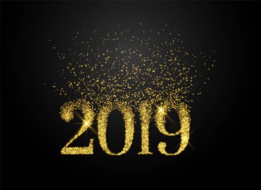 Sparkles ve parlak stili ile yazılmış 2019