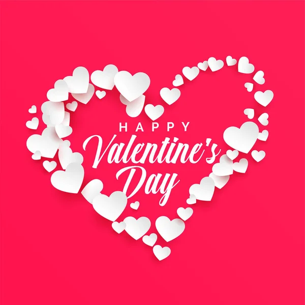 Feliz Día San Valentín Fondo Con Marco Corazones Blancos — Archivo Imágenes Vectoriales