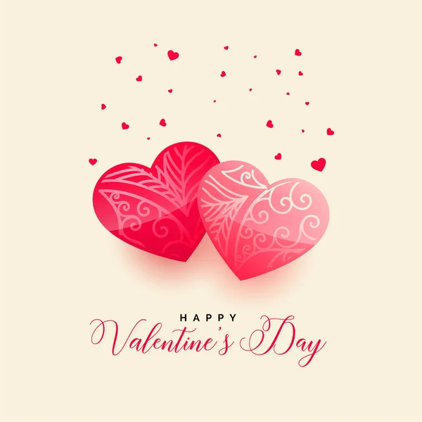 Feliz Día San Valentín Hermoso Saludo Corazones — Vector de stock