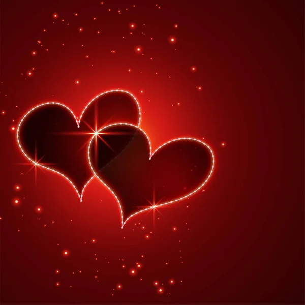 Glanzende Rode Valentijnsdag Harten Achtergrond — Stockvector