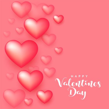 yumuşak 3d kalpler, pembe arka plan Sevgililer günü için stil