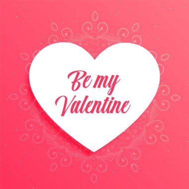 Beyaz kalpli zarif pembe sevgililer günü kartı tasarımı