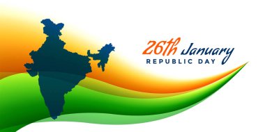 26th january republic day banner with map of india clipart