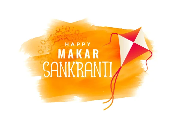 Makar Sankranti Aquarel Banner Met Vliegende Kite — Stockvector