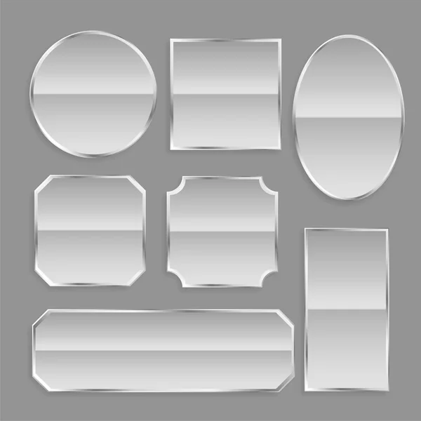 White Glossy Metal Frame Buttons Reflection — Stok Vektör