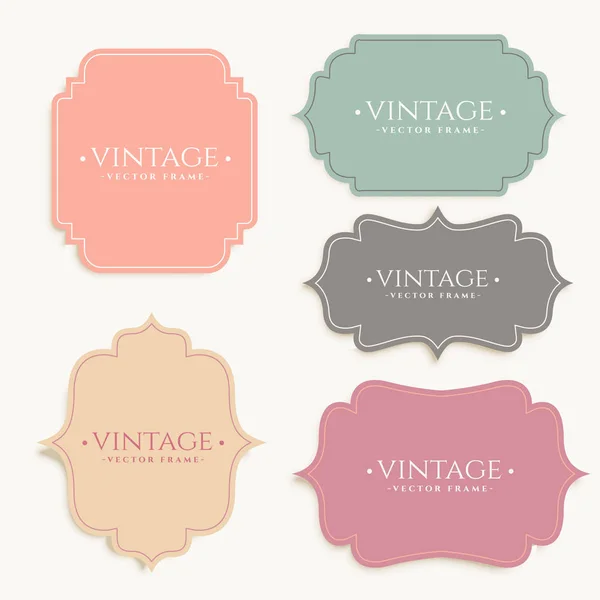 Vintage Étiquettes Cadre Set Design — Image vectorielle