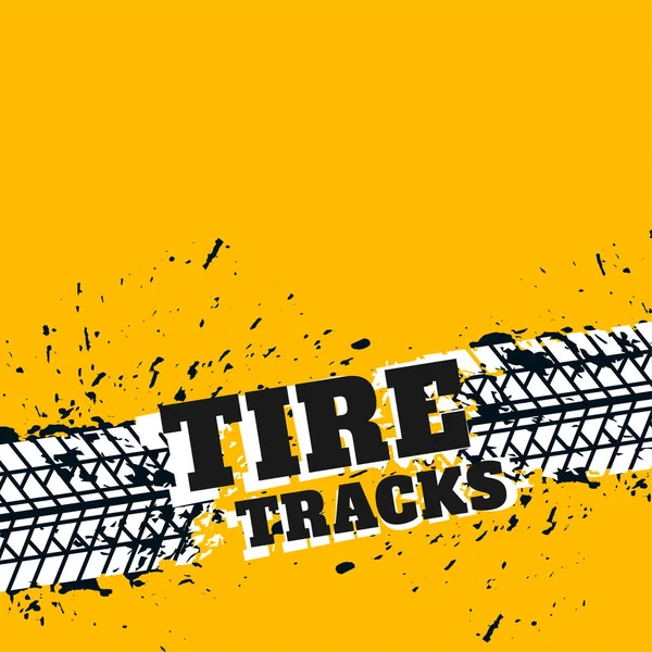 グランジのタイヤ跡と黄色の背景 — ストックベクタ