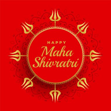 mutlu maha shivratri kırmızı arka plan ile trishul dekorasyon