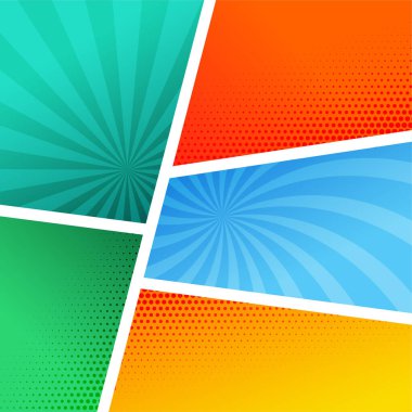 boş çizgi roman sayfa şablonunda farklı renk ve stil