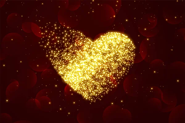 バレンタインデーのための輝く粒子の心の背景 — ストックベクタ