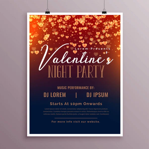 valentines day flyer template with falling hearts